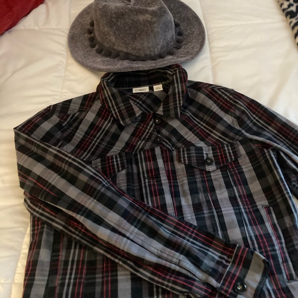 CATO Plaid Jean Jacket | SZ Medium. Black/Red/White Plaid Collared Jacket. - Picture 12 of 12